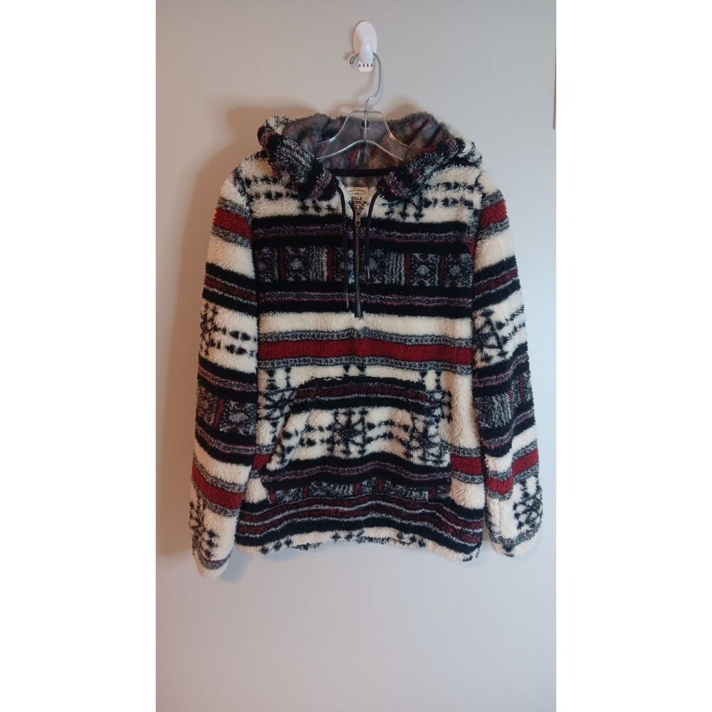 Billabong Cozy For Keeps Mulicolor 1/4 Zip Sherpa Pullover Sz Medium